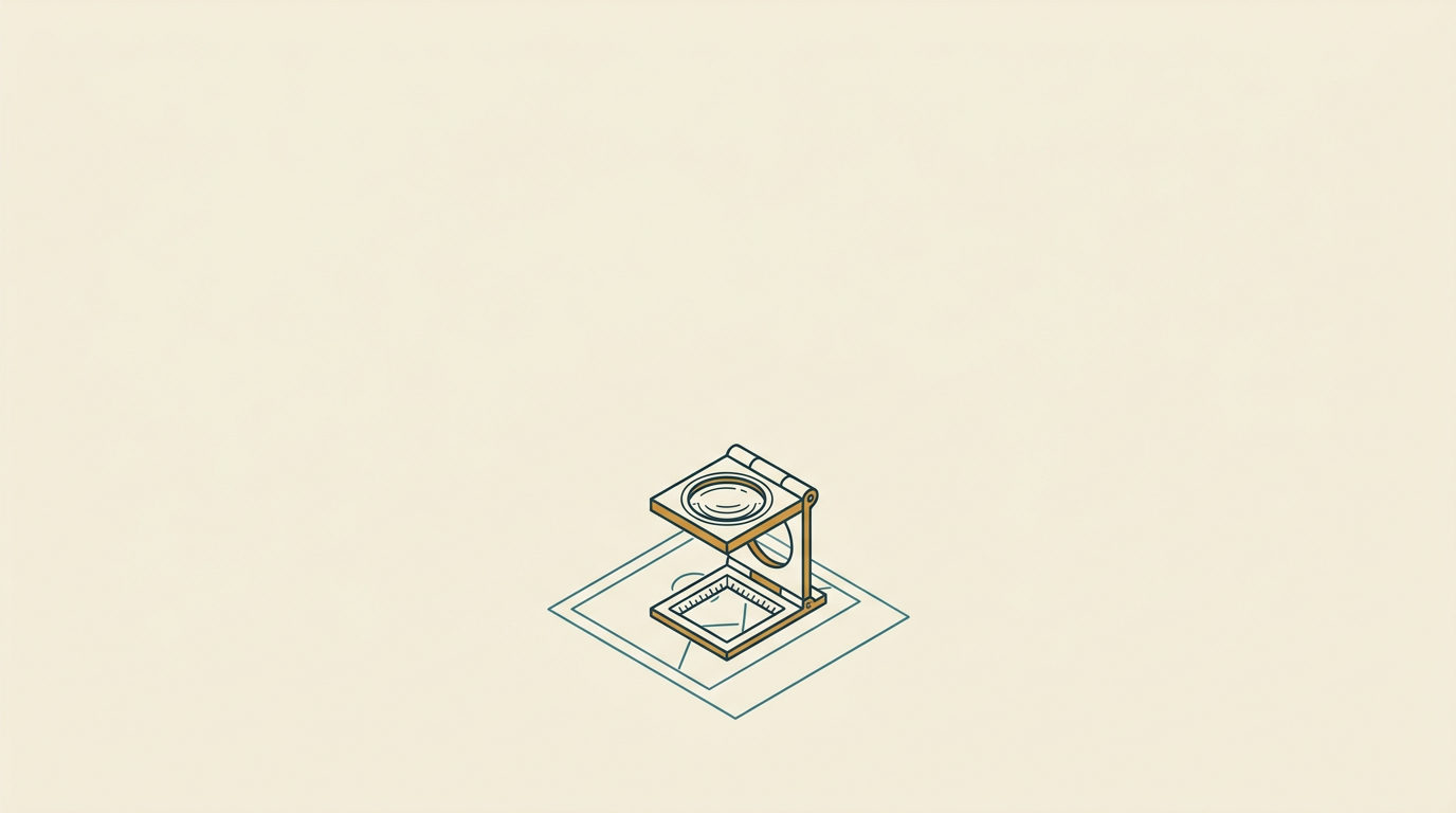 Minimalistisk vektorillustration av en lupp som vilar på ett litet fotografi mot en stor, ljus bakgrund.